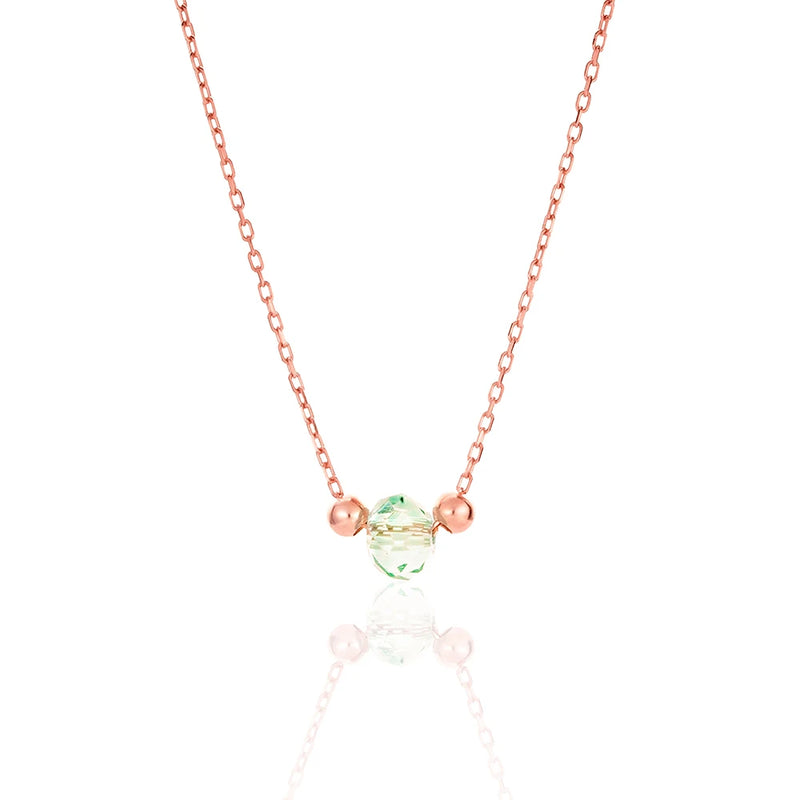 925 Silver Crystal Pendant Necklace Rose Plated