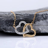 Women's Double Heart Buckle Charms Necklace Collarbone Chain