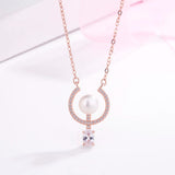 High Women's S925 Sterling Silver Necklace with Pearl