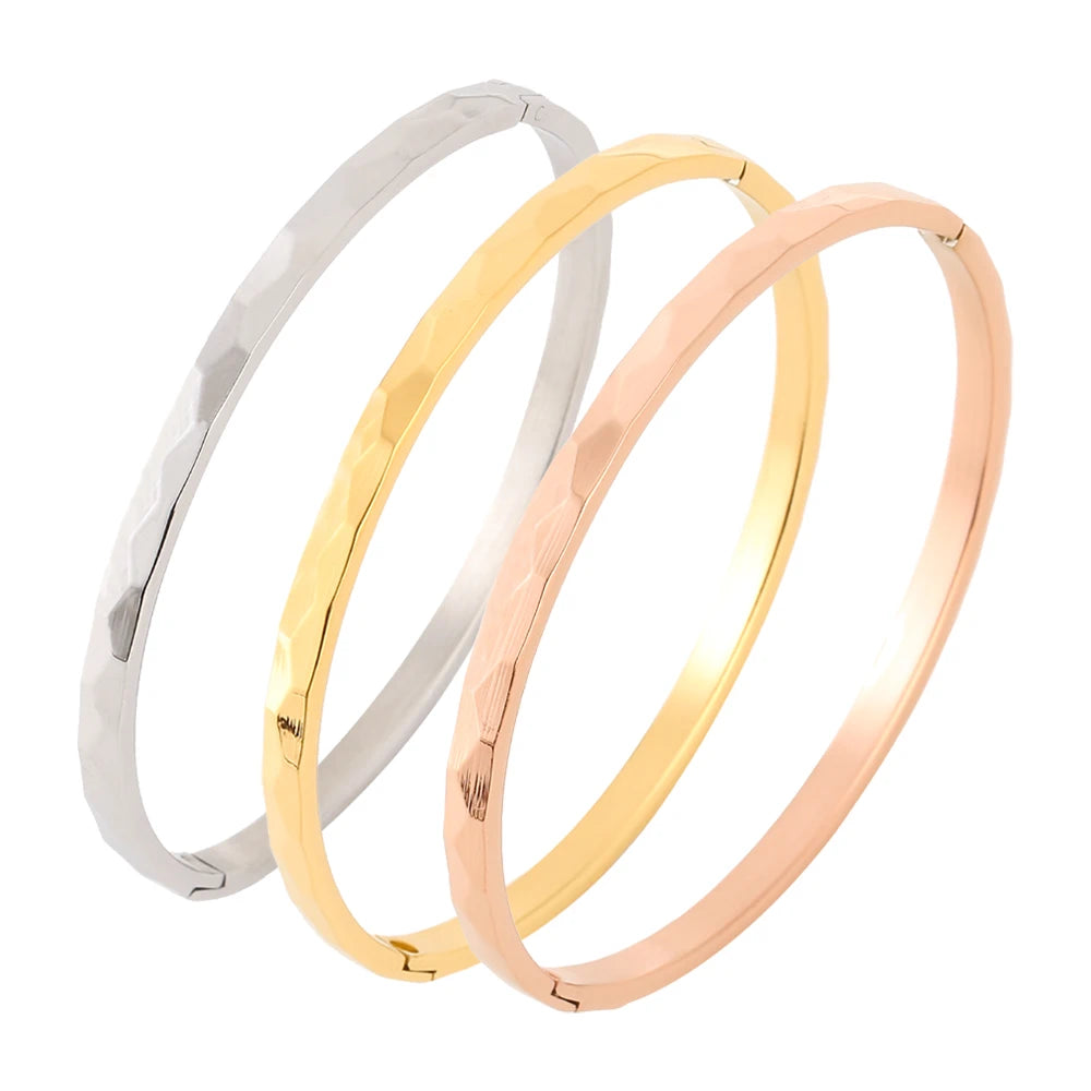 Women's Stainless Steel Bracelet Curved Pattern Three Colors Two Sizes 55And60mm