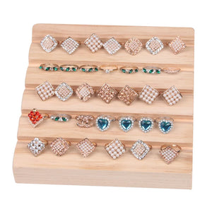 High Wood Ring Display Case Jewelry Organizer
