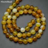 Yellow Banded Agate Round Loose Beads 5 strands 6mm 8mm 10mm