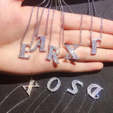 Zirconia Crystal 26A-Z Letter Pendant Necklace Micro Pave Initial Necklaces