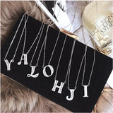 Zirconia Crystal 26A-Z Letter Pendant Necklace Micro Pave Initial Necklaces