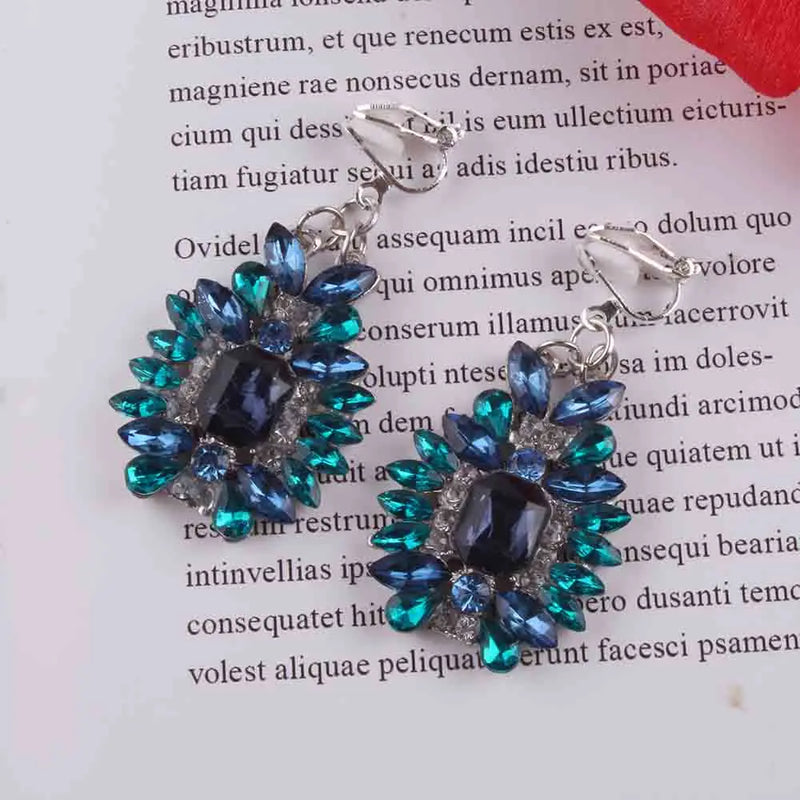 Crystal Clip on Earrings Women's Vintage Jewelry Wedding Gift
