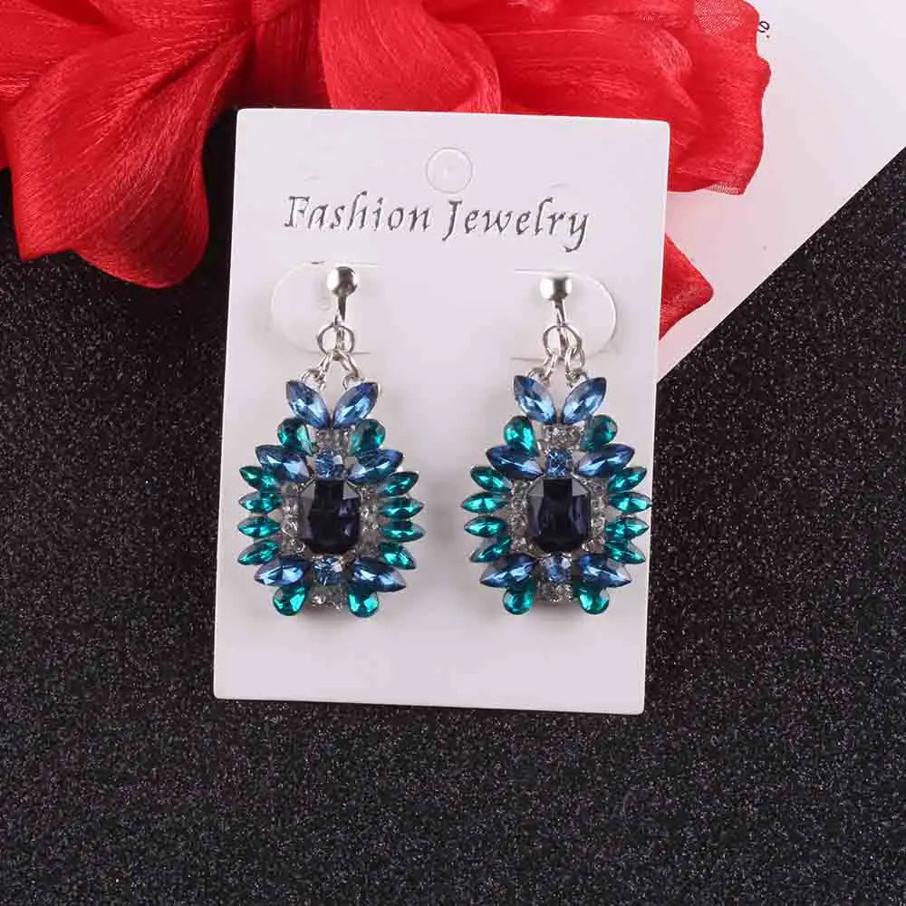 Crystal Clip on Earrings Women's Vintage Jewelry Wedding Gift