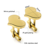 Rock Romantic High Heart Cufflinks 20mm Silver Men's Jewelry