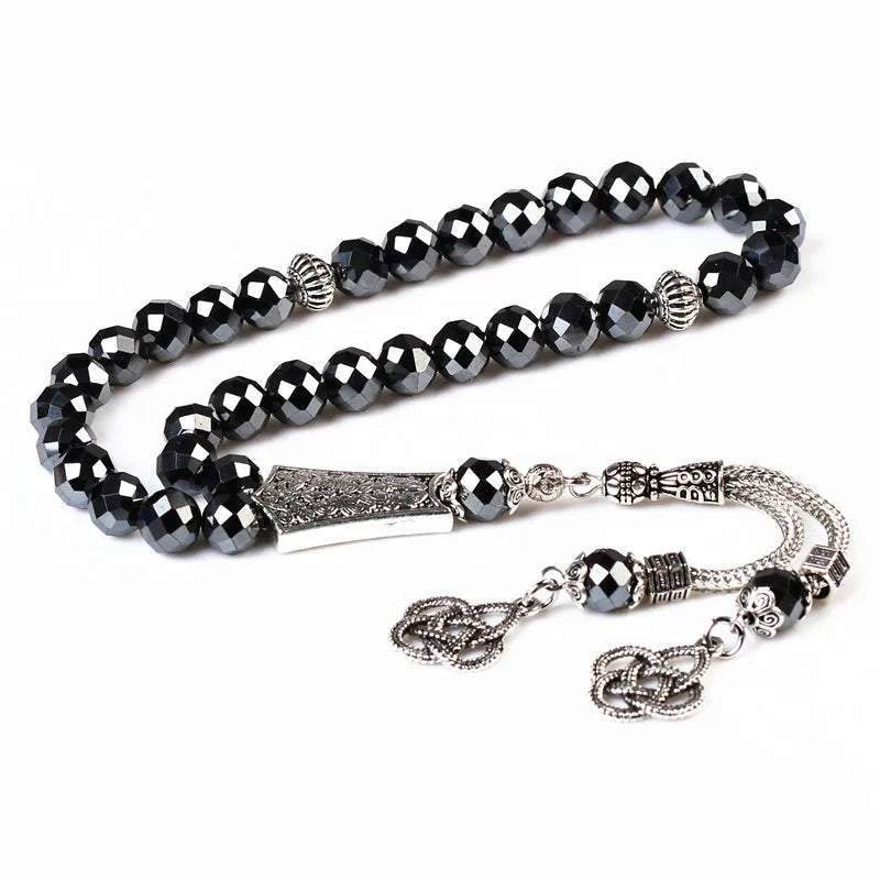Islamic Masbaha 8mm Hematite Stone Prayer Beads Rosary 33 Muslim Tespih