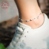 925 Sterling Silver Double Layer Anklet Stars Bohemian Beach Jewelry