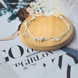 925 Sterling Silver Double Layer Anklet Stars Bohemian Beach Jewelry