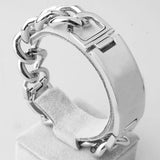 Polished 316L Stainless Steel Punk Bracelet Silver Chain Charm ID Bracelet