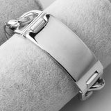 Polished 316L Stainless Steel Punk Bracelet Silver Chain Charm ID Bracelet