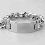 Polished 316L Stainless Steel Punk Bracelet Silver Chain Charm ID Bracelet