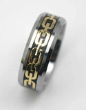 Golden Chain Pattern Tungsten Carbide Ring Men's Wedding Band