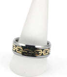 Golden Chain Pattern Tungsten Carbide Ring Men's Wedding Band
