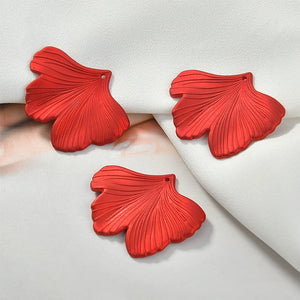 Red Rose Large Petal Textured Pendant Earring Material