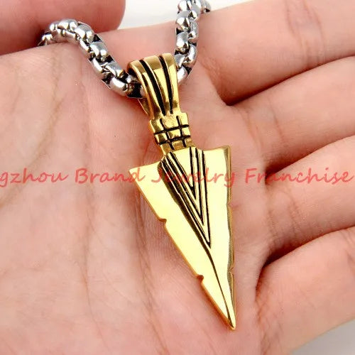High Tech Stainless Steel Silver/Gold Sword Pendant Necklace for Men