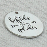 High Tides Good Vibes Pendant Necklace, Laser Engraved Charm