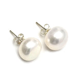 925 Silver Freshwater Pearl Button Earrings