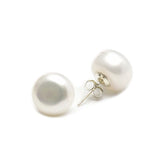 925 Silver Freshwater Pearl Button Earrings