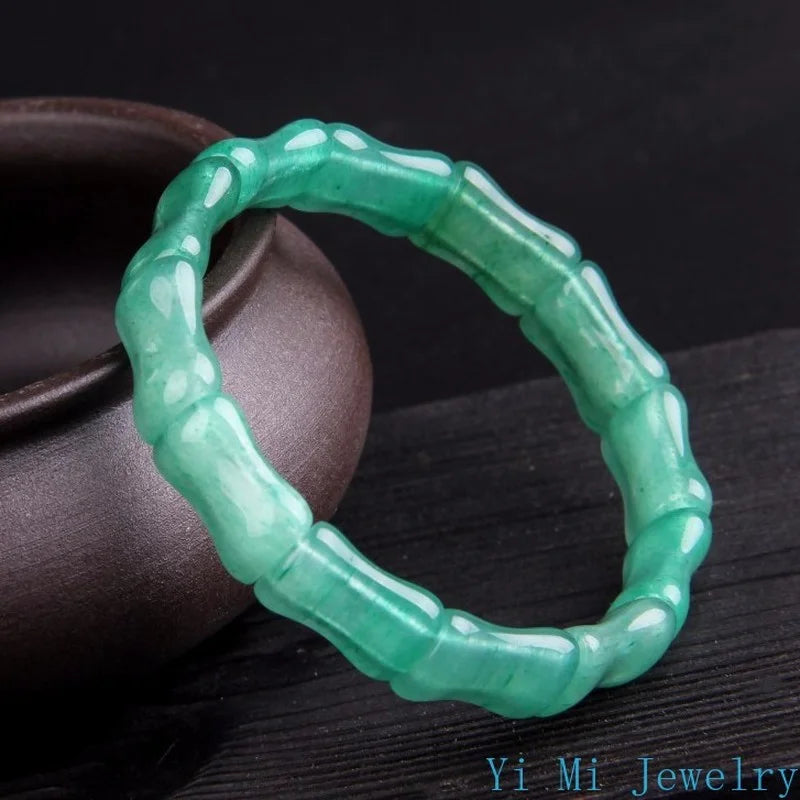 Luxury Dongling Jade Bamboo Bracelet Green Jade Car Bracelet