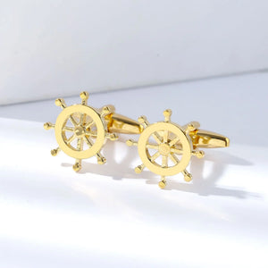 High-End Anchor Rudder Men's Cufflinks - Navy Style