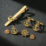 High-End Anchor Rudder Men's Cufflinks - Navy Style