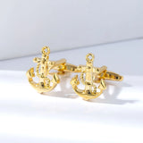 High-End Anchor Rudder Men's Cufflinks - Navy Style