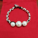 Luxury Electroplating 925 Silver Pearl Charm Bracelet