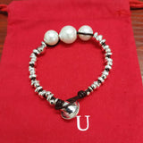 Electroplating 925 Silver Three Pearls Charm Beads Bracelet