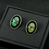 Geometric Oval Earrings Hong Kong Style S925 Silver Needle Earrings