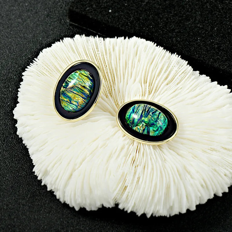 Geometric Oval Earrings Hong Kong Style S925 Silver Needle Earrings