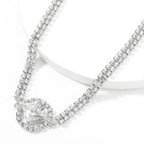 High-end Crystal Pendant Necklace Woman Rhinestone Torques Star Square