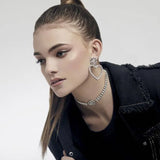 High-end Crystal Pendant Necklace Woman Rhinestone Torques Star Square