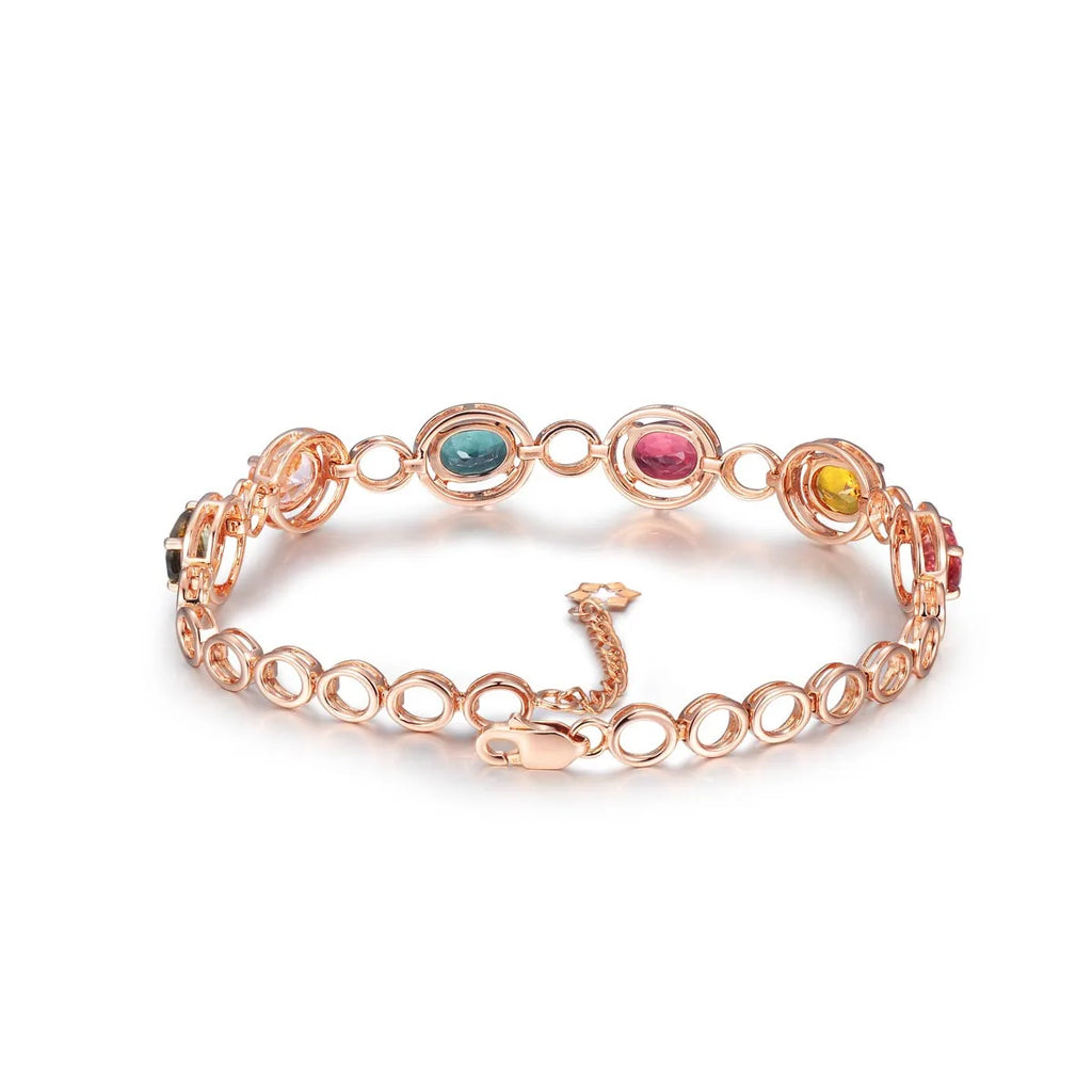 Simulation Tourmaline Gemstone Bracelet Stainless Steel Women's Jewelry
