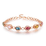 Simulation Tourmaline Gemstone Bracelet Stainless Steel Women's Jewelry