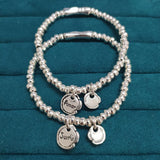 925 Silver Round Sign Charm Beads Jewelry