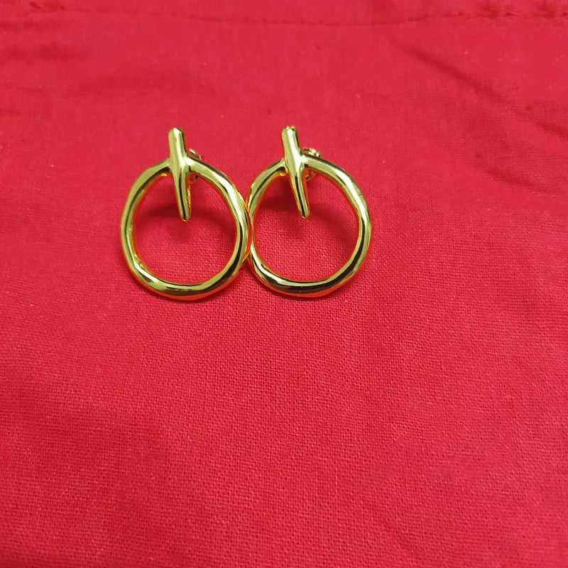 Spanish Electroplating 925 Silver 14k Circle Earrings