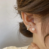 Zirconia Pearl Flower Earrings Unique Fashionable Ear Jewelry