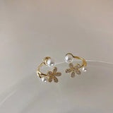 Zirconia Pearl Flower Earrings Unique Fashionable Ear Jewelry