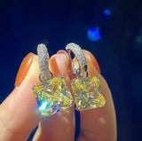 Geometric Square Diamond Zircon Earrings Rock Sugar Jewelry