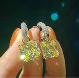 Geometric Square Diamond Zircon Earrings Rock Sugar Jewelry