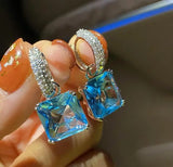 Geometric Square Diamond Zircon Earrings Rock Sugar Jewelry