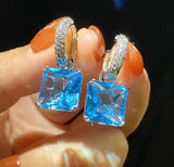 Geometric Square Diamond Zircon Earrings Rock Sugar Jewelry