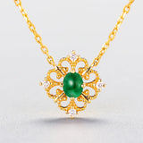 Zircon Drop Emerald Pendant Clavicle Chain
