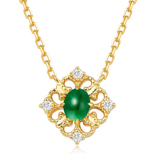 Zircon Drop Emerald Pendant Clavicle Chain