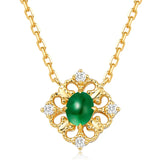 Zircon Drop Emerald Pendant Clavicle Chain