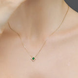 Zircon Drop Emerald Pendant Clavicle Chain