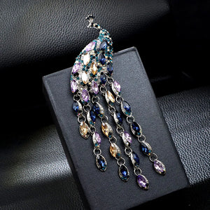 Rhinestone Peacock Brooch Pin for Women Party Wedding