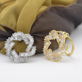 Copper Zircon Flower Scarf Buckle Brooch Clip